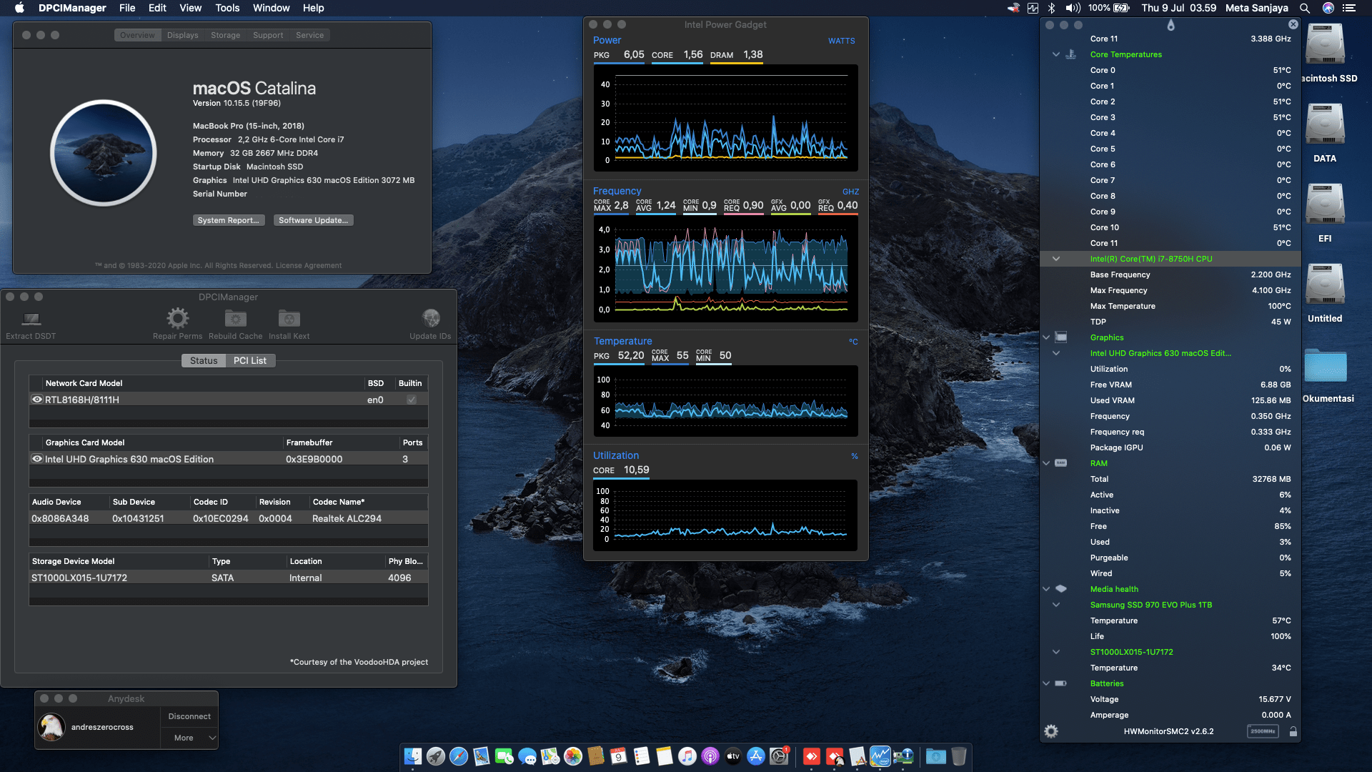 Success Hackintosh macOS Catalina 10.15.5 Build 19F96 in Asus ROG GL504GM-ES029T